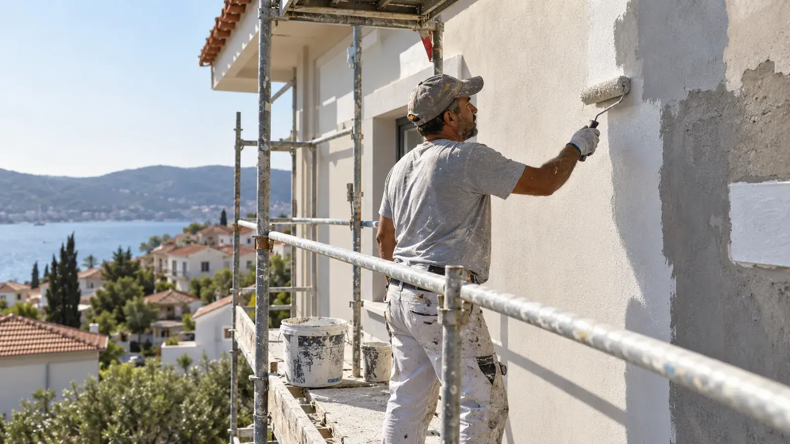 Dış cephe boya ve kaplama için yenileme ve uygulama görseli