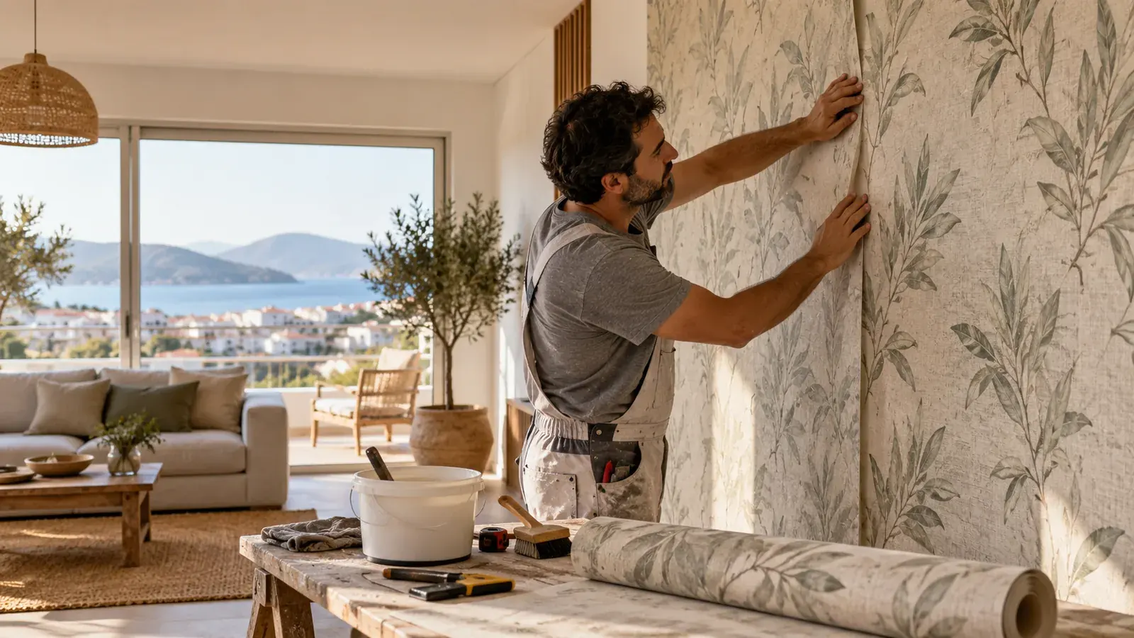 Duvar kâğıdı ve dekoratif kaplama için yenileme ve uygulama görseli