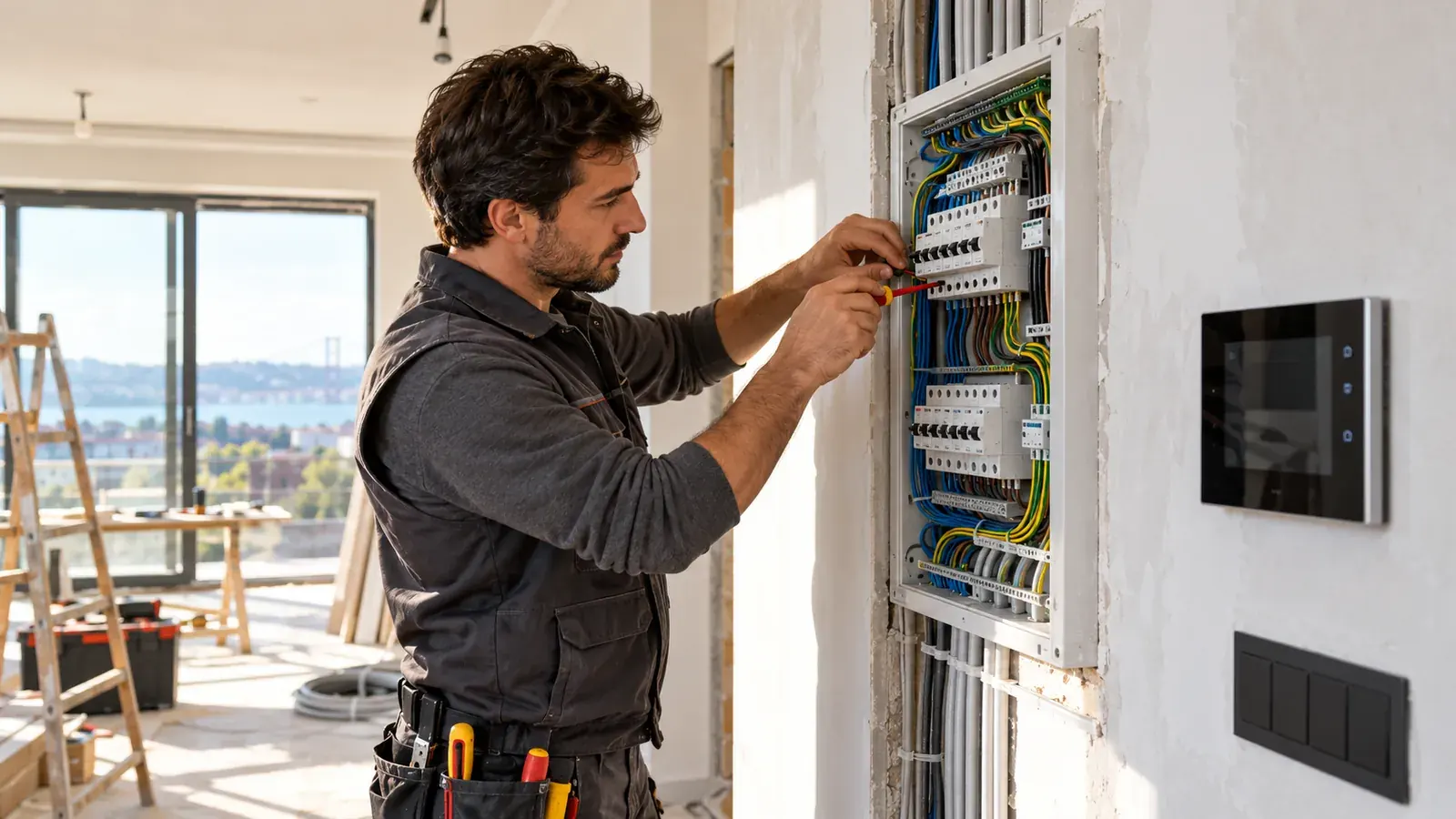 Elektrik tesisatı ve akıllı ev sistemleri için yenileme ve uygulama görseli