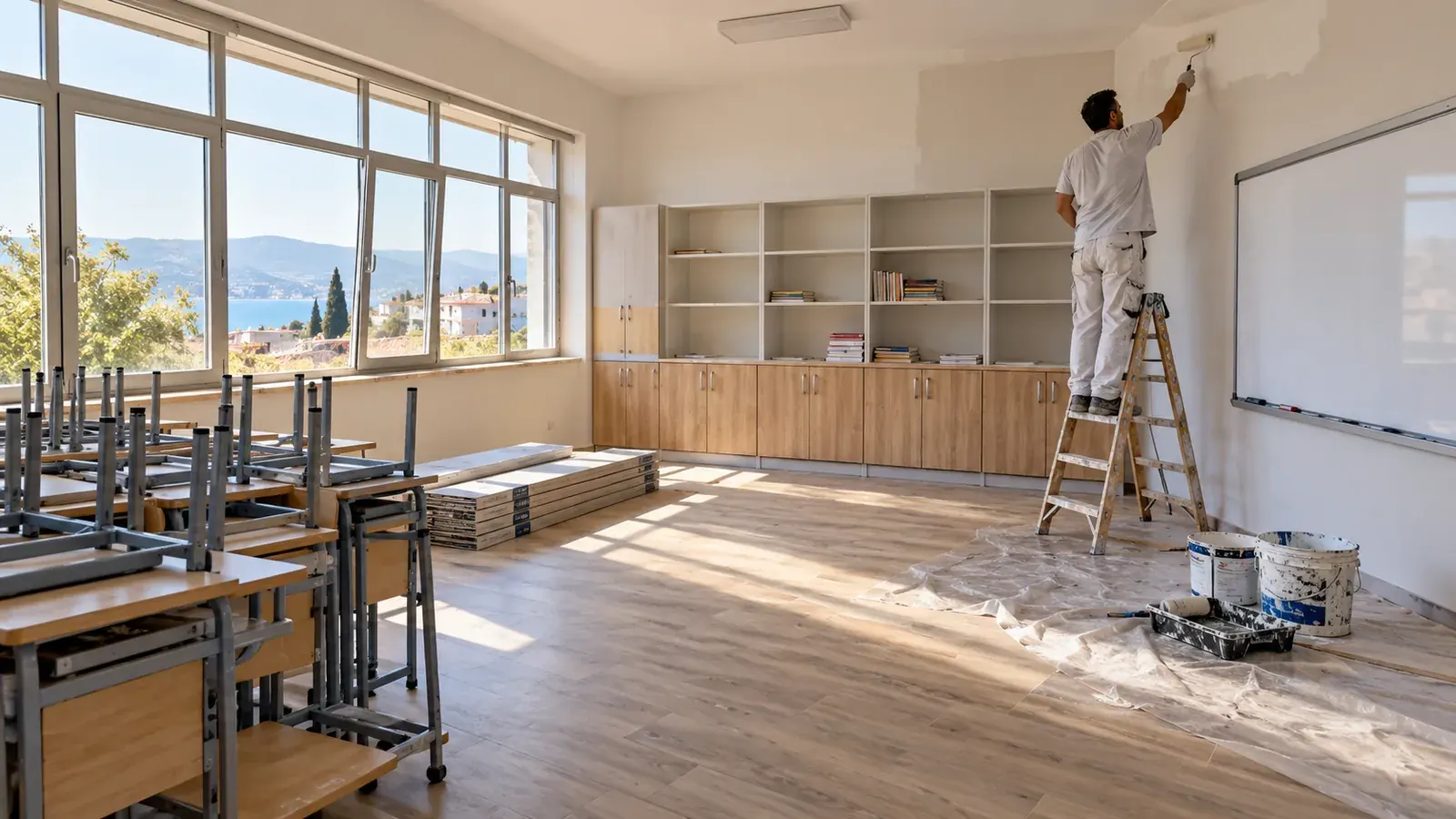 Okul ve eğitim kurumu tadilatları için yenileme ve uygulama görseli