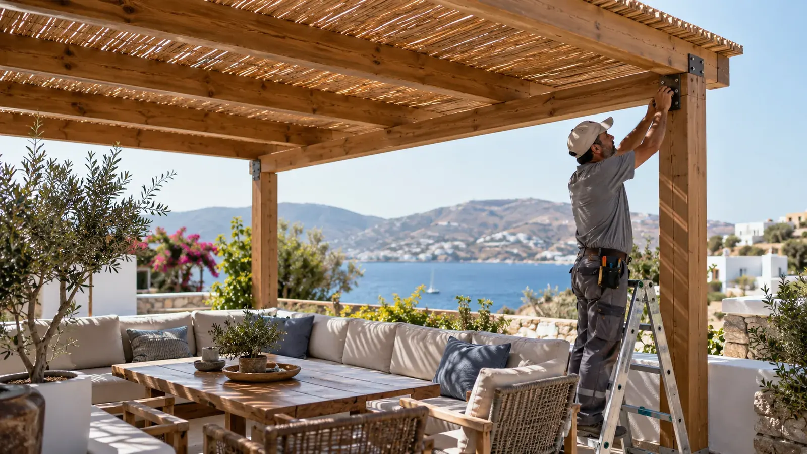 Pergola ve gölgelendirme için yenileme ve uygulama görseli