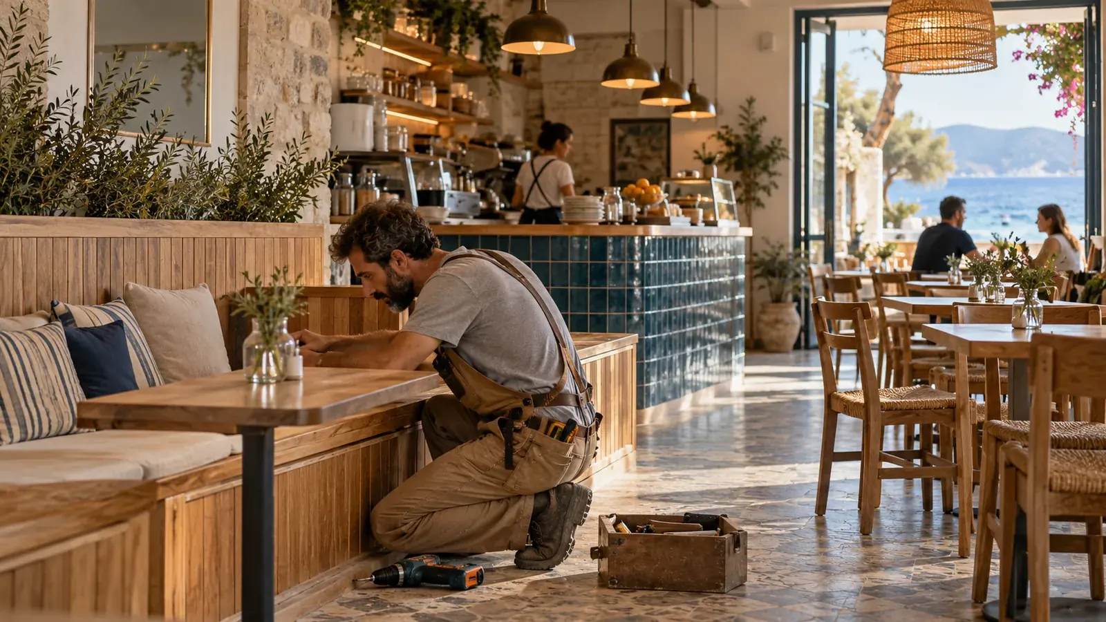 Restoran ve kafe tadilatları için yenileme ve uygulama görseli