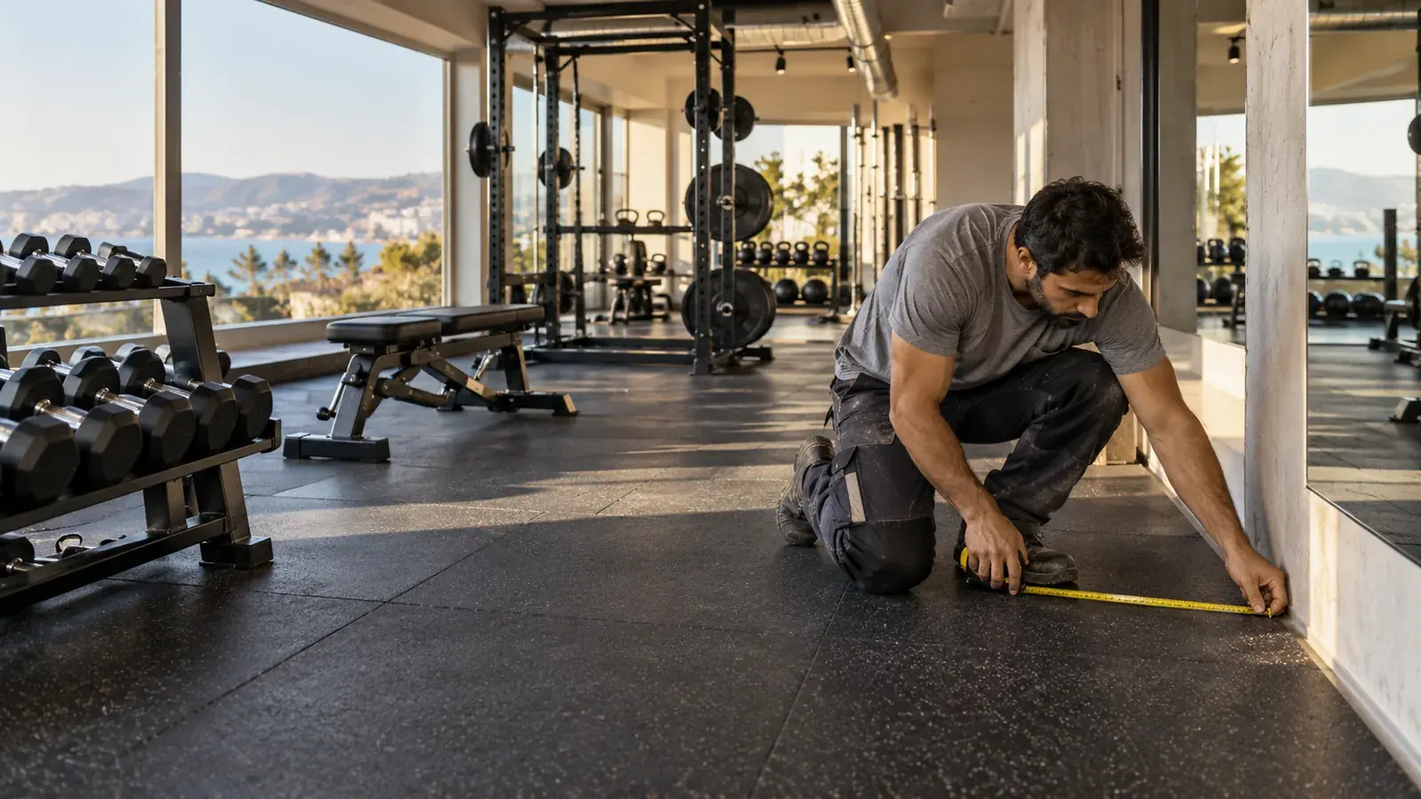 Spor salonu ve fitness merkezi tadilatları için yenileme ve uygulama görseli