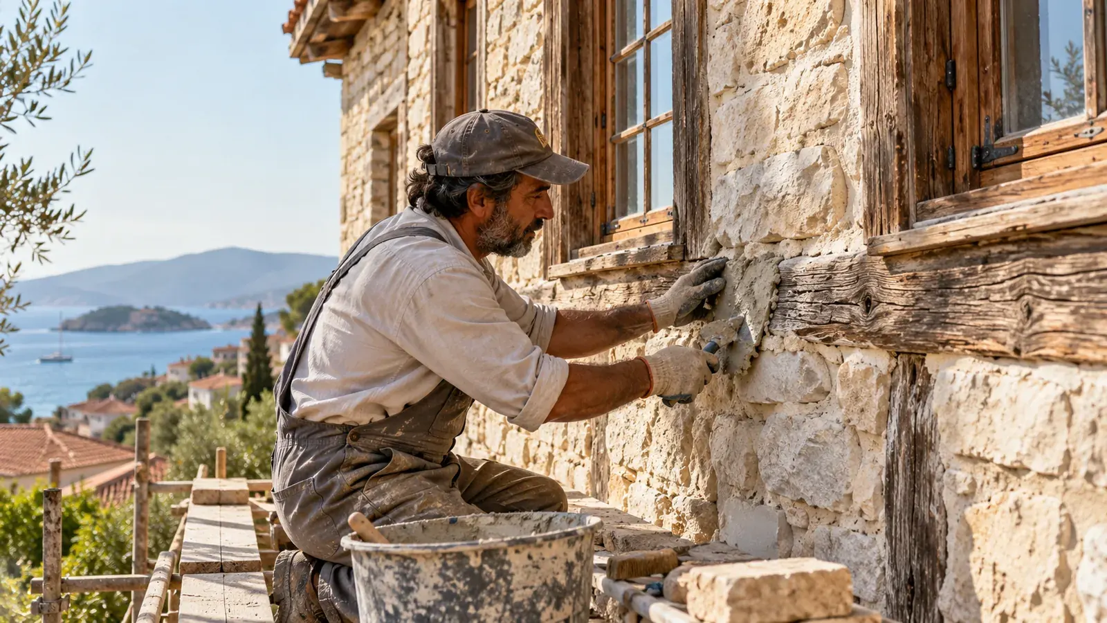 Tarihi bina restorasyonu için yenileme ve uygulama görseli