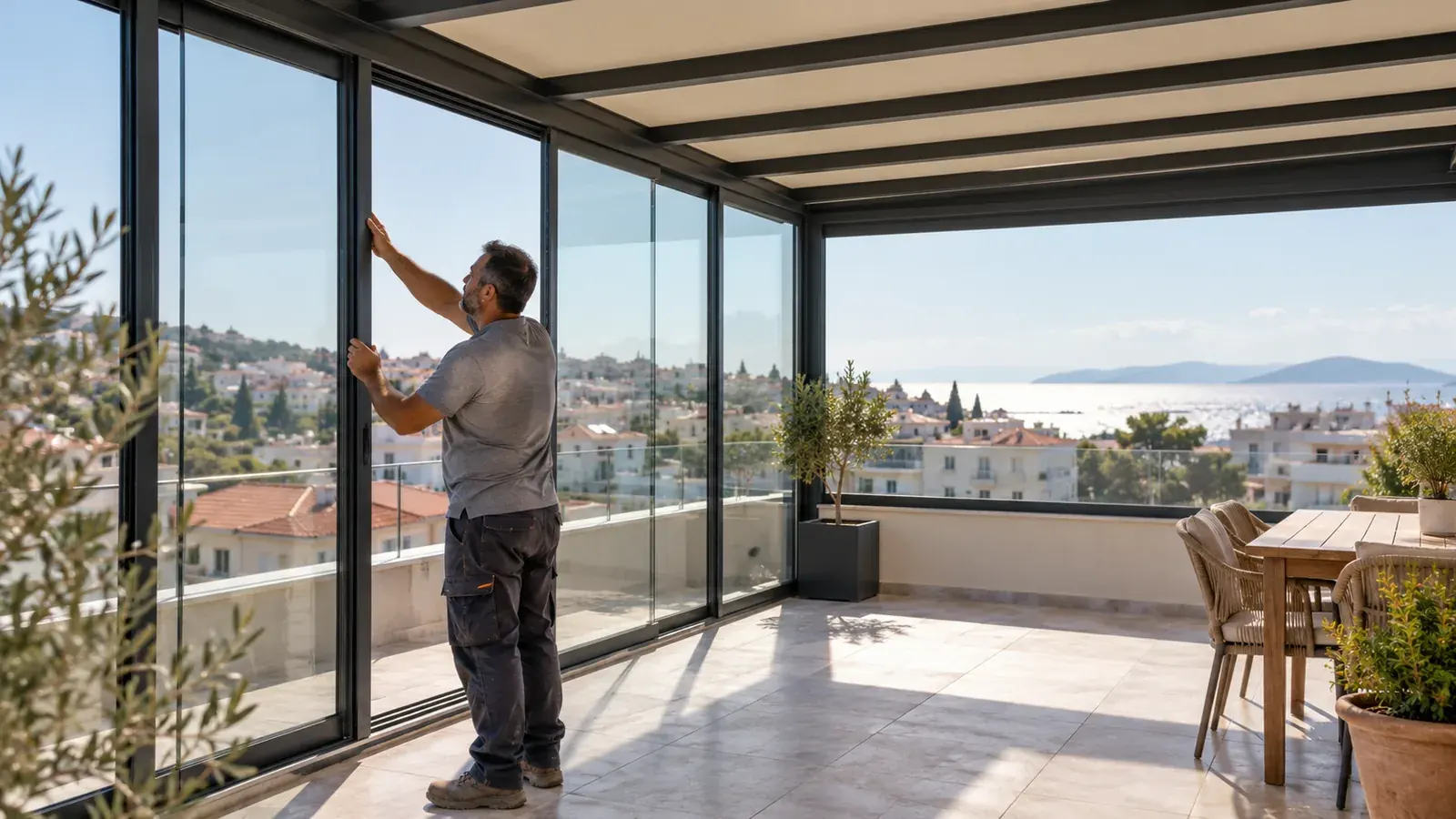 Teras kapatma ve düzenleme için yenileme ve uygulama görseli